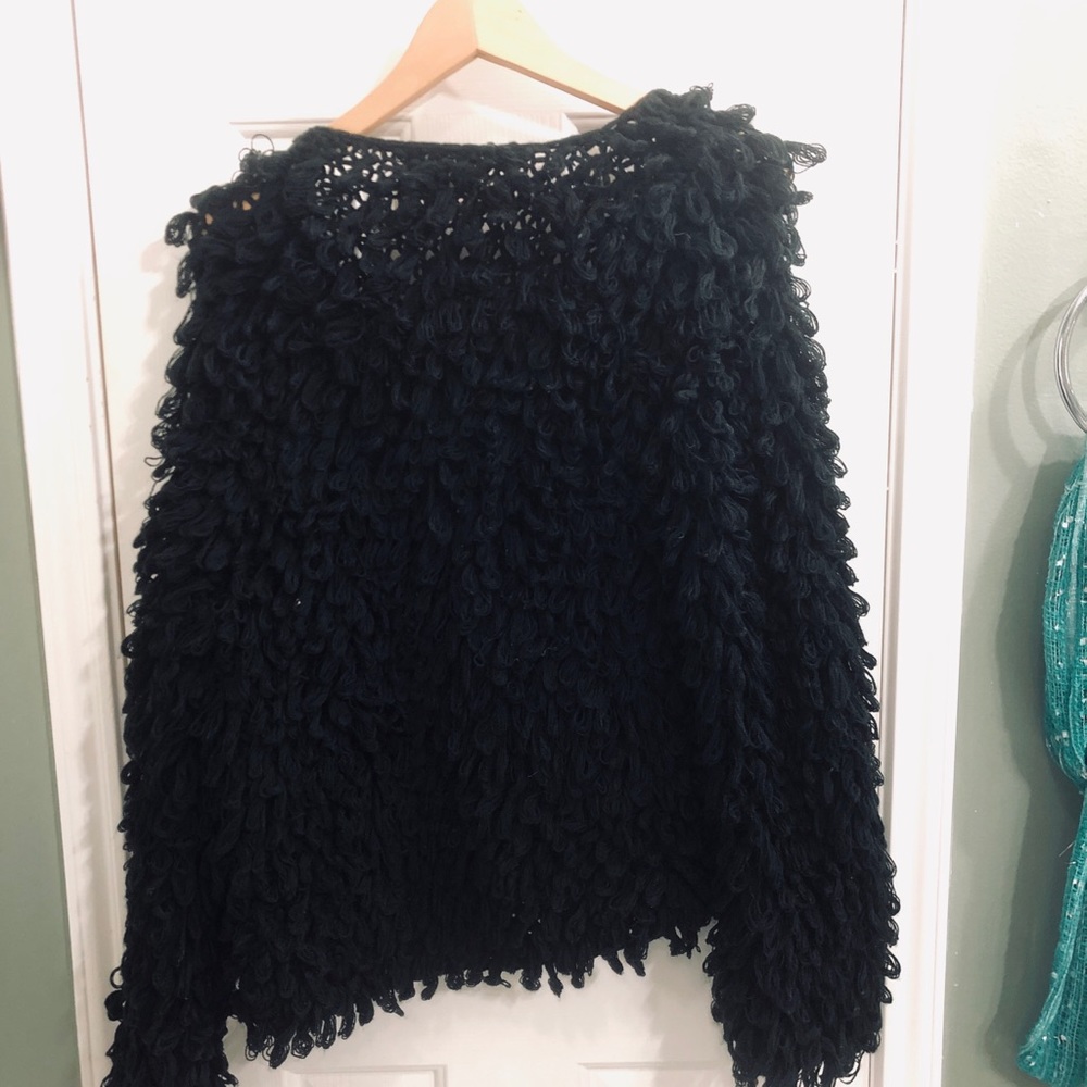 fun textured furry-type open jacket